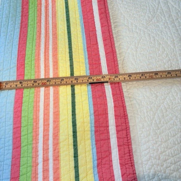 Beach‎ House Pillow  Shams Quilted Multicolor Stripes Tie Closure Cotton - Picture 8 of 10